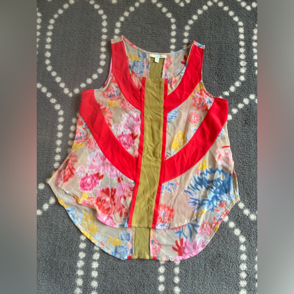 Chord - Floral Block Blouse Tank - SMALL